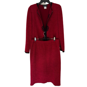 Miss Dorby Vintage Women's Red Long Sleeve Sweater Jacket with Skirt Size M